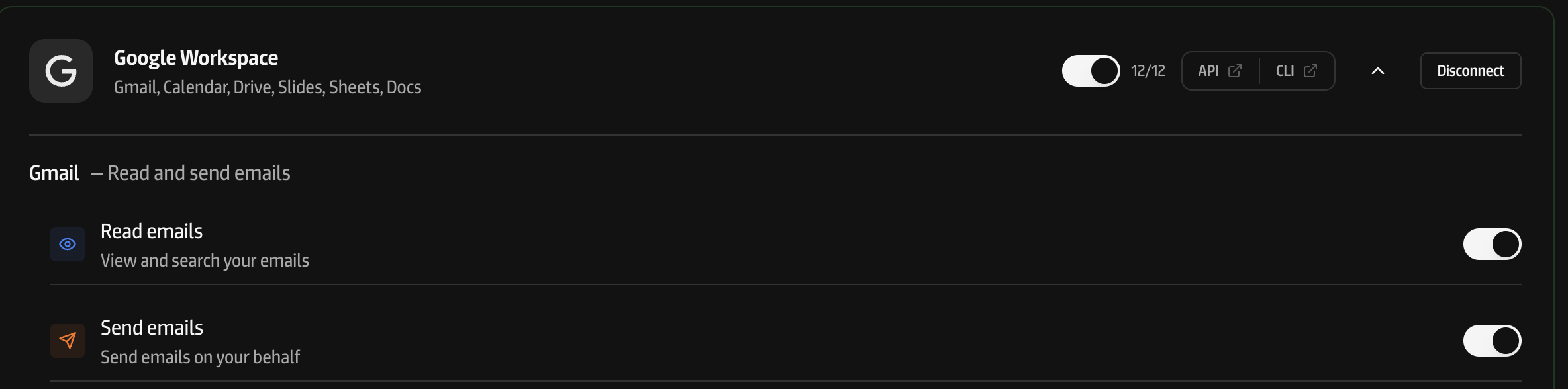 Screenshots of Supyagent - Revoking Gmail access